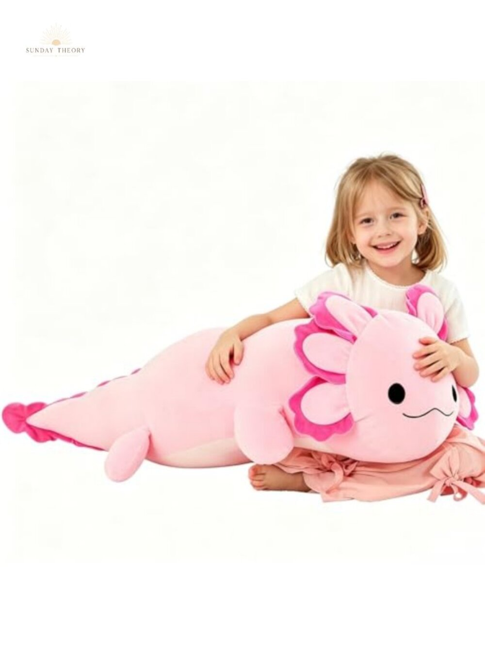 Giant 39 Inch Pink Axolotl Plush Pillow Stuffed Animal Cute Kawaii Bedroom Decor